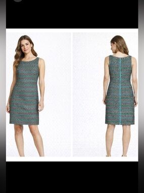 Adrianna Papell Beaded Jacquard Shift Dress Women 8 Knee Length Party Career NWT